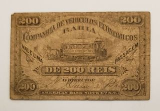 Brazil 200 Reis 1900s Banknote Very Rare