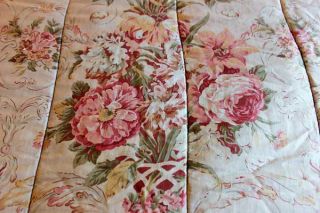 Rare Ralph Lauren Guinevere Pink Roses Full Queen Bedspread Comforter