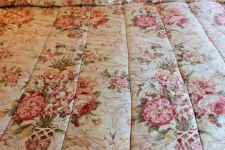 RARE Ralph Lauren Guinevere Pink Roses Full Queen Bedspread Comforter 2