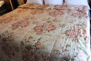 RARE Ralph Lauren Guinevere Pink Roses Full Queen Bedspread Comforter 3