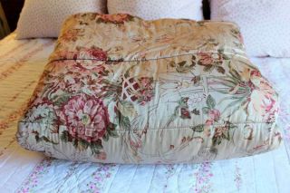 RARE Ralph Lauren Guinevere Pink Roses Full Queen Bedspread Comforter 5