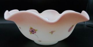 RARE FENTON HAND PAINTED BURMESE BRIDES BOWL SIGNED S.  HART WITH STICKER 3