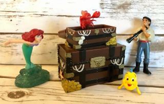 Rare Disney Little Mermaid Sebastian Treasure Chest 4 ",  Ariel Flounder Eric