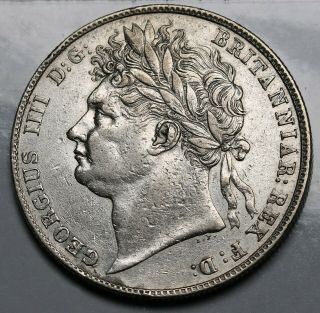1823 Uk Great Britain Halfcrown Sterling Silver Coin George Iv Km 688 Rare