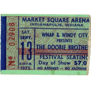 Doobie Brothers & Outlaws Concert Ticket Stub Indy 9/13/75 Michael Mcdonald Rare