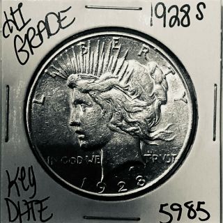 1928 S Silver Peace Dollar Coin 5985 Rare Key Date