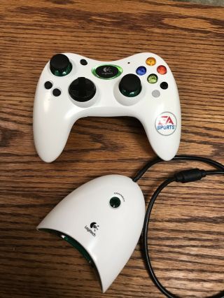 Logitech Xbox Wireless Controller Rare White Ea Sports W/ Dongle