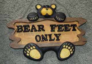 Rare Big Sky Carvers Jeff Fleming Bearfoots Bear Bear Feet Only Sign
