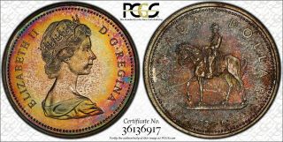 1973 Canada R.  C.  M.  P Silver $1 Dollar Bu Pcgs Sp67 Rare Yellow Multi Toned Coin