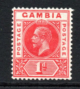 Gambia Rare 1d Stamp (sg 87c) (split A) C1912 - 22 Mounted (920)