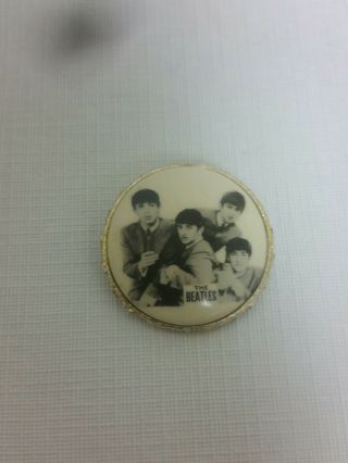 Vintage Large 2 " Beatles Pin 1964 Era Black & White Photo Rare