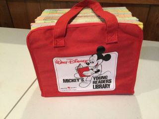 Vintage Mickeys Young Readers Library Books Full Set Of 19 Rare Storage Bag