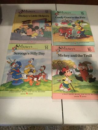Vintage Mickeys Young Readers Library Books Full Set Of 19 Rare Storage Bag 8