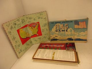 Vintage 1943 Parker Brothers " The Great American Flag Game " Board Game Rare