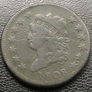 1808 Large Cent Classic Head One Cent 1c Rare Vf Details 18465
