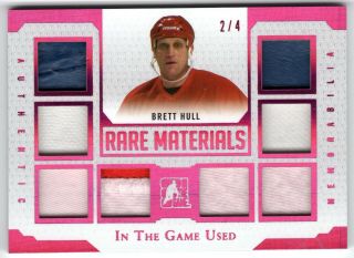 Brett Hull 2017 Leaf In The Game Rare Materials 8 Pink Id 2/4