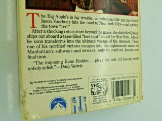 Friday The 13th Part VIII Jason Takes Manhattan VHS (1989,  Paramount) RARE 5