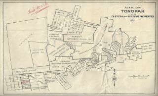 Rare 1924 Map Of Tonopah Nevada Mining District Showing Companies Properties Nv