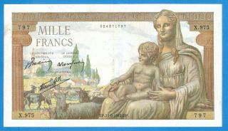 France 1000 Francs 1942 Series X975 Rare