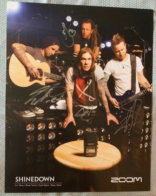 Rare Signed/autographed Shinedown Promo 11 X 14 Zoom Brent Smith Barry Kerch