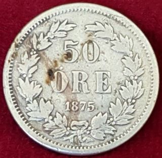 Rare 1875 Sweden 50 Ore Silver Coin 1,  908,  354 Minted