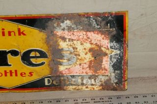 RARE 1920s DRINK HIRES ROOT BEER IN BOTTLE EMBOSSED TIN TACKER SIGN GAS OIL SODA 4