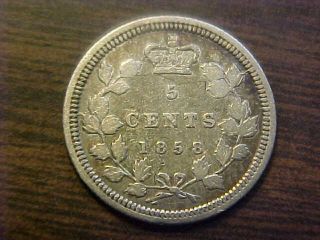 1858 Key Date Canada Five Cent Fine With Contact Marks Still Rare Coin