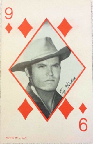 Rare Old Cowboy Western Tv Movie Star Arcade Playing Card Ty Hardin 1940/50 