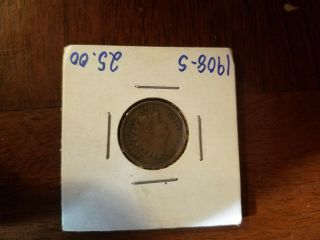 1908 - S U.  S.  Indian Head One Cent Penny Coin - Rare Key Date