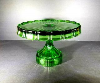 Rare Emerald Green Fostoria Frosted Coin Cakestand Made One Year Only