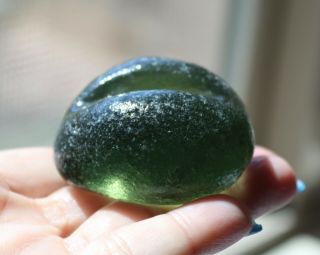 HUGE,  NEAR FLAWLESS,  VERY RARE,  FROSTY OLIVE/MOSS GREEN SEAGLASS SPECIMEN 7