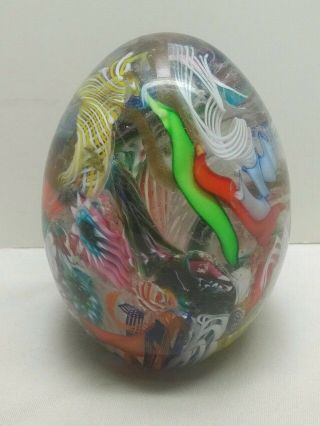 Rare Vintage Murano Millefiori Venetian Art Glass Easter Egg Paperweight