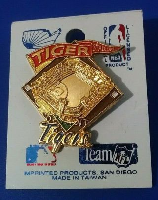 Vintage Mlb Detroit Tigers Stadium Park Imprinted Products Enamel Pin Rare
