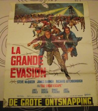 The Great Escape Movie Poster French (1963) - 24 " X 20 " - Rare