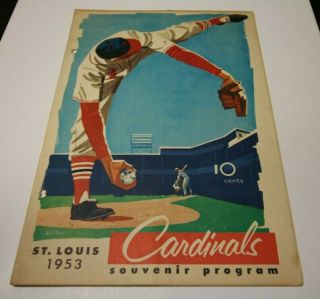 1953 St.  Louis Cardinals Scorecard Program Vs Milwaukee Braves Unscored Rare