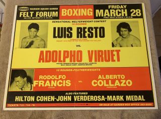 1980 Onsite Vintage Boxing Poster Luis Resto Vs.  Adolpho Viruet Rare
