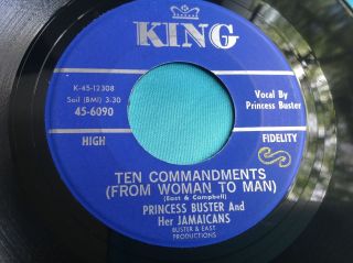 Rare Ska Reggae 45 : Princess Buster And Her Jamaicans Ten Commandments King