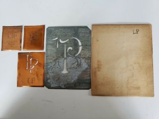 L P Rare Antique Copper And Tin Embroidery Monogram Stencil Set