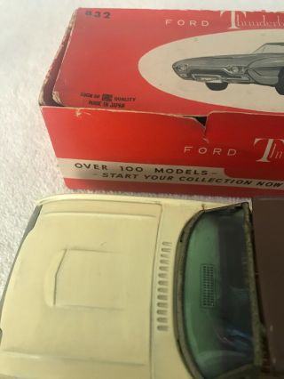 Rare Vintage Bandai Ford Thunderbird Sedan Two Tone Tin Friction Car 4