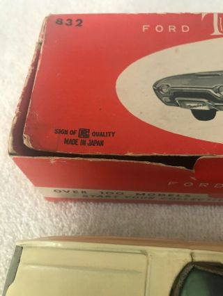 Rare Vintage Bandai Ford Thunderbird Sedan Two Tone Tin Friction Car 5