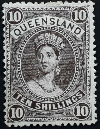 Rare 1886 - Queensland Australia 10/ - Large Chalon Head Stamp Thick Pp