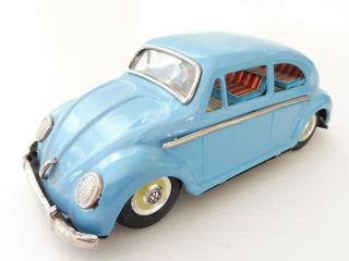 Rare 1950s Oval Window Nomura Tin Friction Toy Volkswagen Japan Baby Blue
