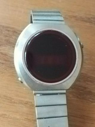 Rare Vintage Quantum By Hudson Harris Red Led Digital Made In Usa Watch