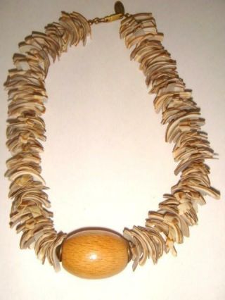 VTG fantastic RARE TO FIND MIRIAM HASKELL WOOD SHELLS NECKLACE C 1960 NR 2