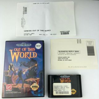 Out Of This World Sega Genesis Game Cartridge In Case Blockbuster Rare