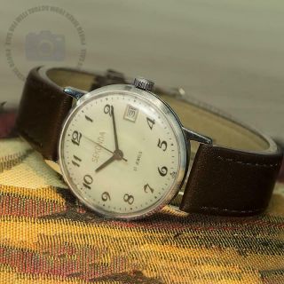 ⭐ Vintage Rare Sekonda Russian Hand Wind Watch 17 Jewel Poljot 2614.  2h Mvmt - Ex