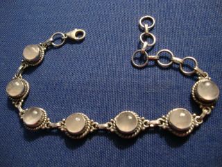 Rare Moonstone 925 Sterling Silver Old Pawn Big Chunky Bracelet