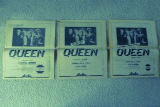 Queen Live At L.  A.  Forum 1980 Complete Set 3 Different Tour Ads - Rare