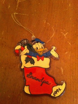 Vintage Donald Duck Christmas Stocking Personalized Ornament 1991 Grandpa Rare