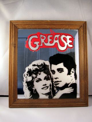 Rare Grease Movie Framed Mirror 1970 ' s John Travolta Olivia Newton - John 3